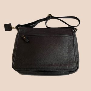 Liz Claiborne Black Leather Crossbody Shoulder Bag